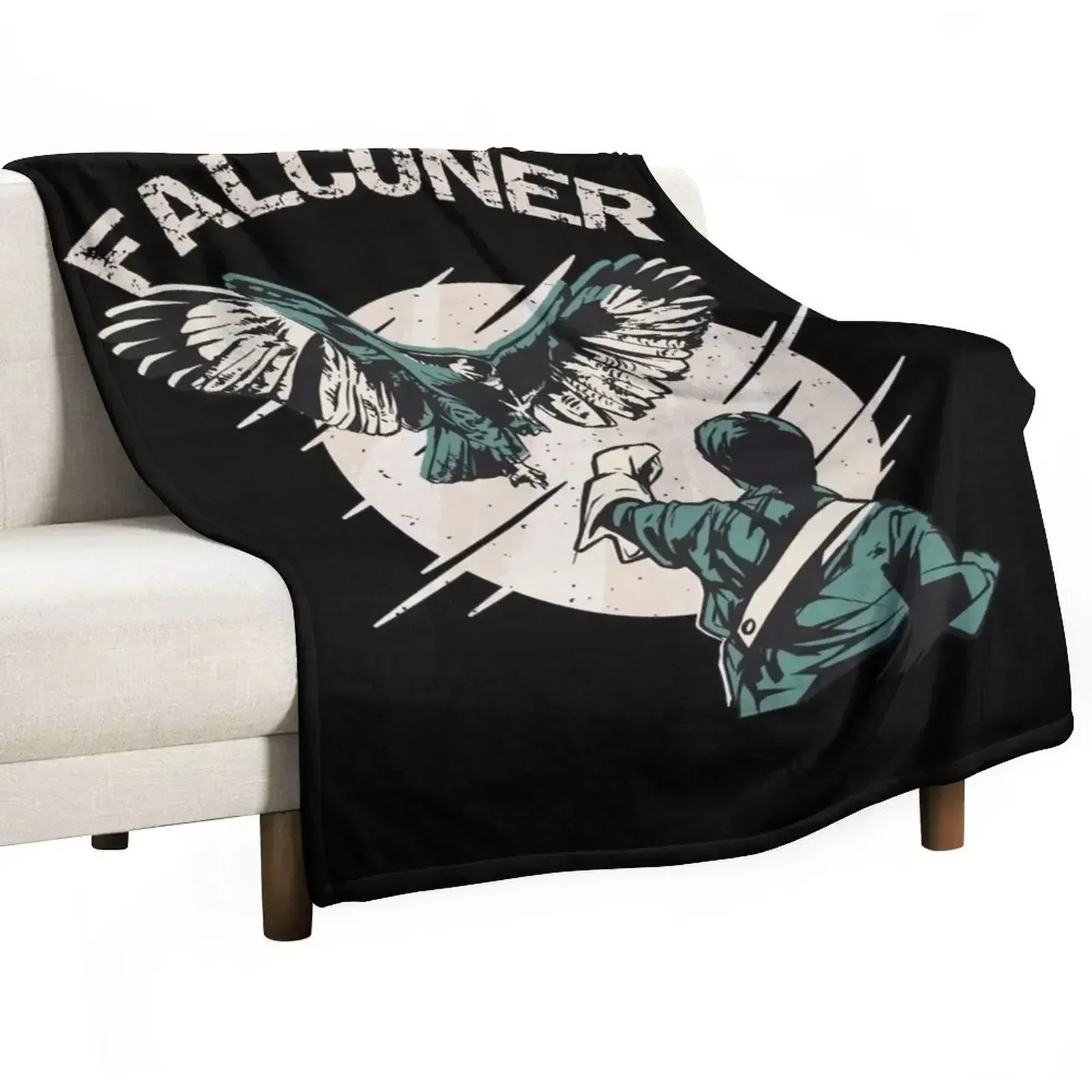 Falconry Bird landing on Falconer armClassic T-Shirt.png Throw Blanket Soft Sofa Blankets Sofas Of Decoration Blankets