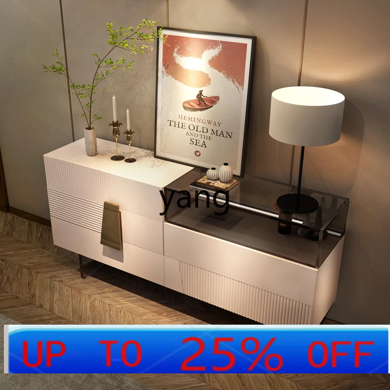 

LMM Villa Living Room Entrance Cabinet with Light Large Flat Floor Master Bedroom Glass Storage Cabinet