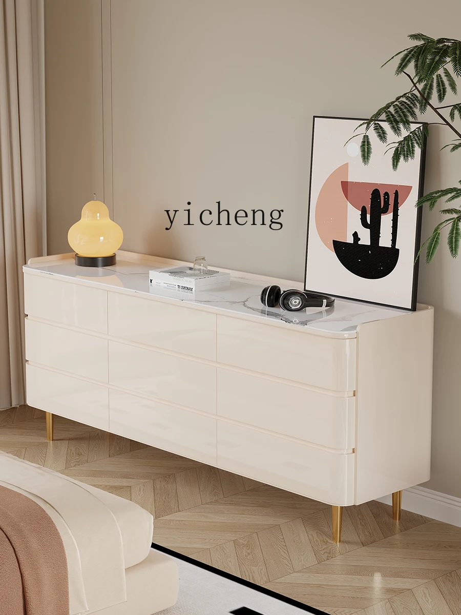 

LX solid wood rock slab chest of drawers bedroom bedside cabinet storage cabinet nine chest of drawers modern