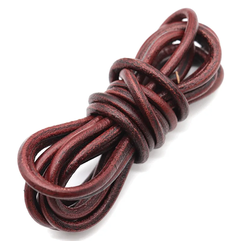 2meters/lot 1mm/2mm/3mm/4mm/5mm Round Cow Leather Cords Fit Bracelet Leather Rope String for DIY Jewelry Making Findings