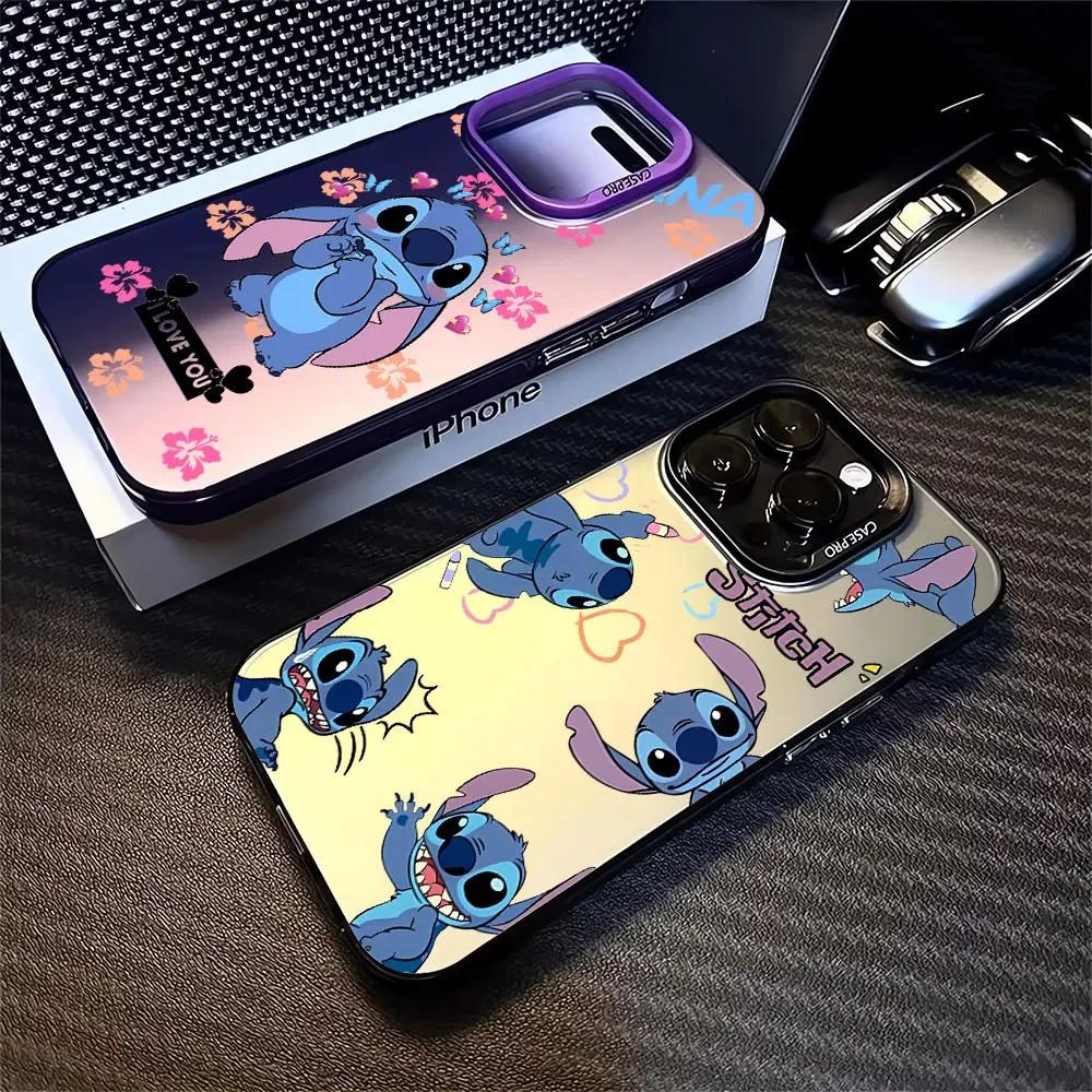 Disney Stitch Luxury Lucky Creative Phone Case For iPhone 16 15 14 13 12 11 Pro Max XR XS Max 78 Plus MINI Y2K Cute Trendy Cover