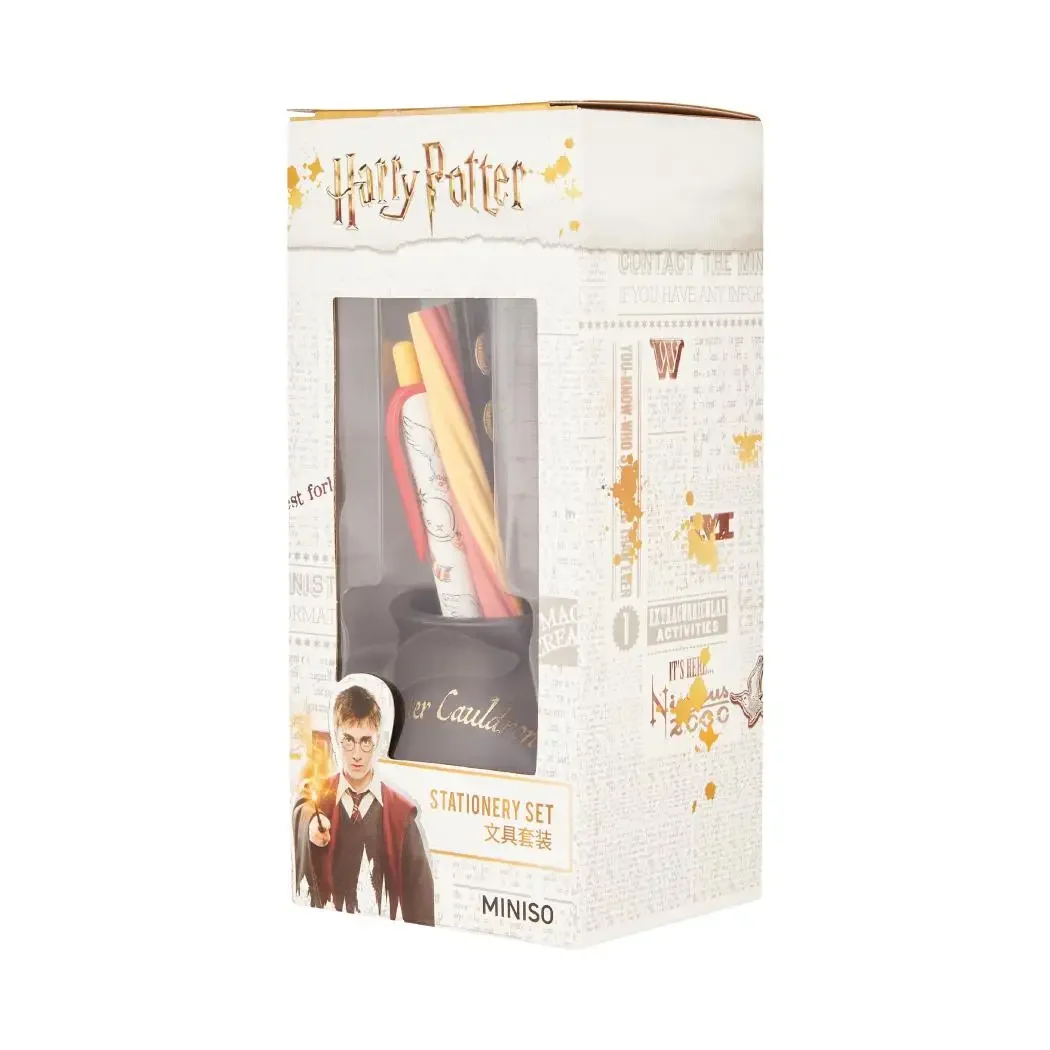 Miniso Genuine New Harrys Potters Stationery Set with Storage Holder Case Anime Kawaii Pencil Ruler Eraser Gel Pen Gifts Toys