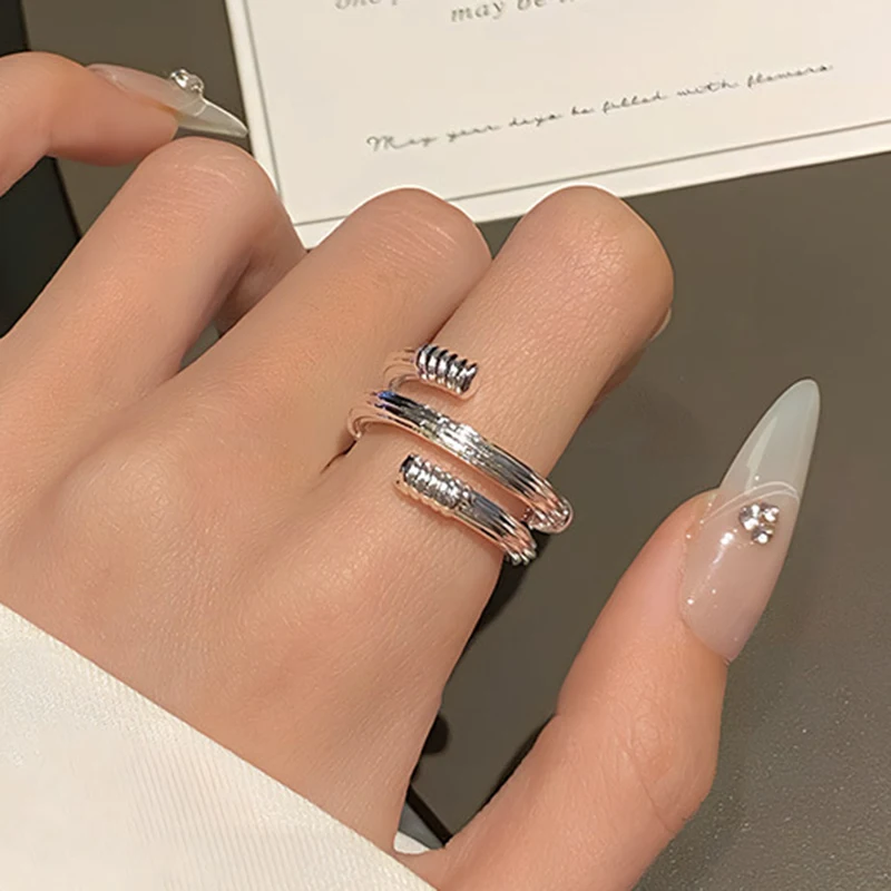 VENTFILLE 925 Sterling Silver Skeleton Line Ring For Women Gift Geometric Irregular Trendy Jewelry Dropshipping