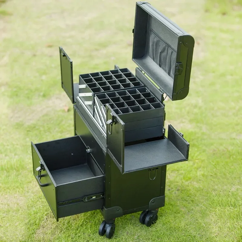 New Large Aluminum Alloy Multi-functional Box Professional Nail Care Case, Cosmetic Case, Embroiderer's Trolley Tool Box