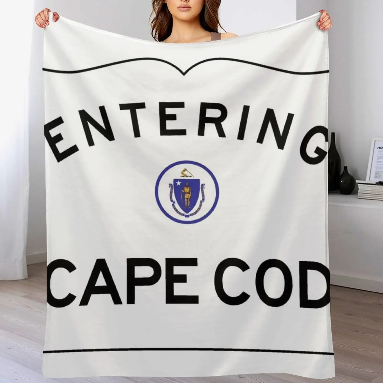 Entering CAPE COD - Commonwealth of Massachusetts Road Sign Throw Blanket Soft Cozy Blanket for Pet Kids Adults