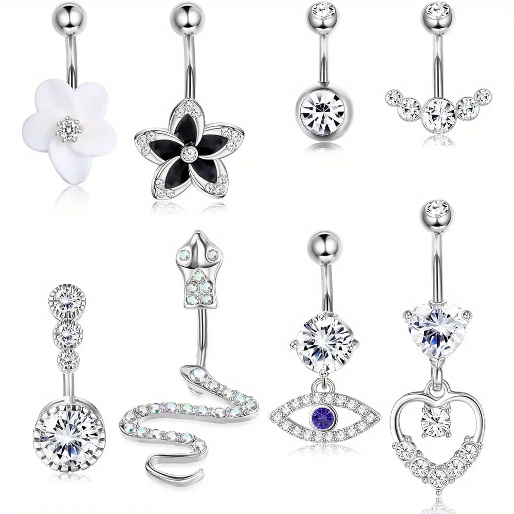 

Drperfect 316L Stainless Steel 14G Belly Button Ring Dangle Fashion Navel Rings for Women Heart Belly Body Piercing Jewelry