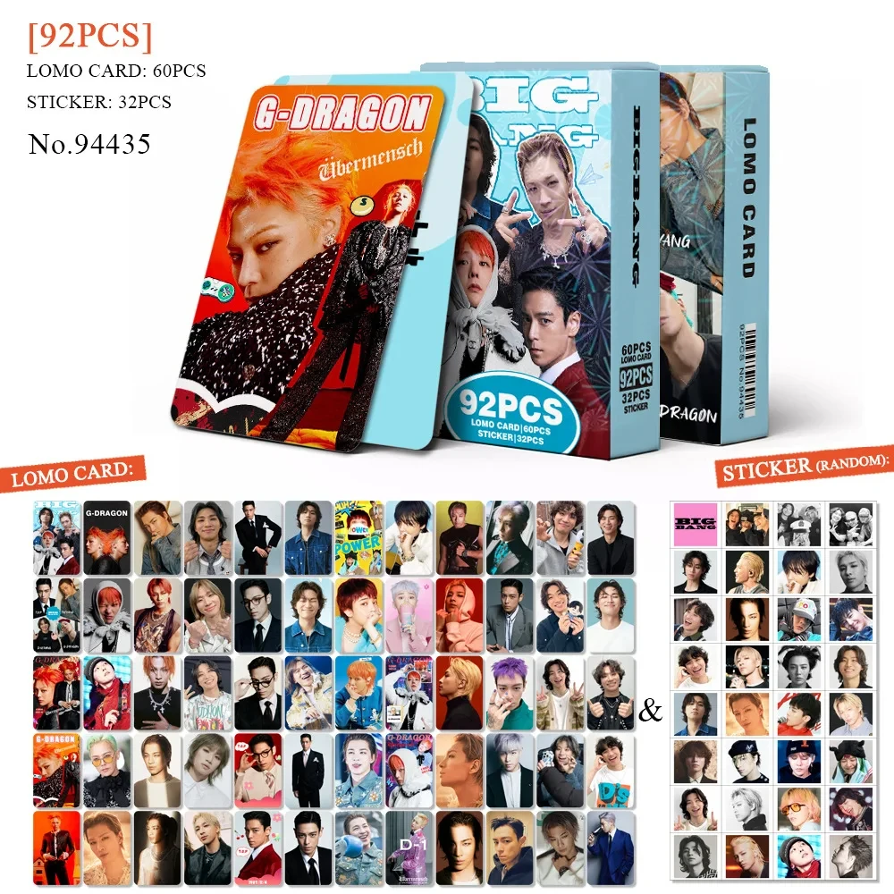 92 قطعة/المجموعة/مجموعة Kpop Idol G-DRAGON ألبوم جديد Overmensch HD Printd Photocard TAEYANG DAESUNG TOP SEUNGRI Lomo بطاقات ملصق المشجعين هدية