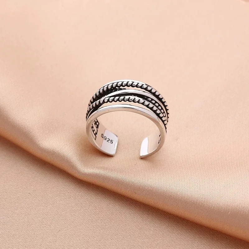 925 Sterling Silver Rings for Women Men Couple Minimalist Handmade Simple Interware line Ring Party Jewelry Gift Prevent Allergy