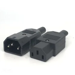IEC 10A 250V Straight Cable Plug Connector Rewireable C13 C14 Plug Rewirable Power Connector 3 pin AC Socket