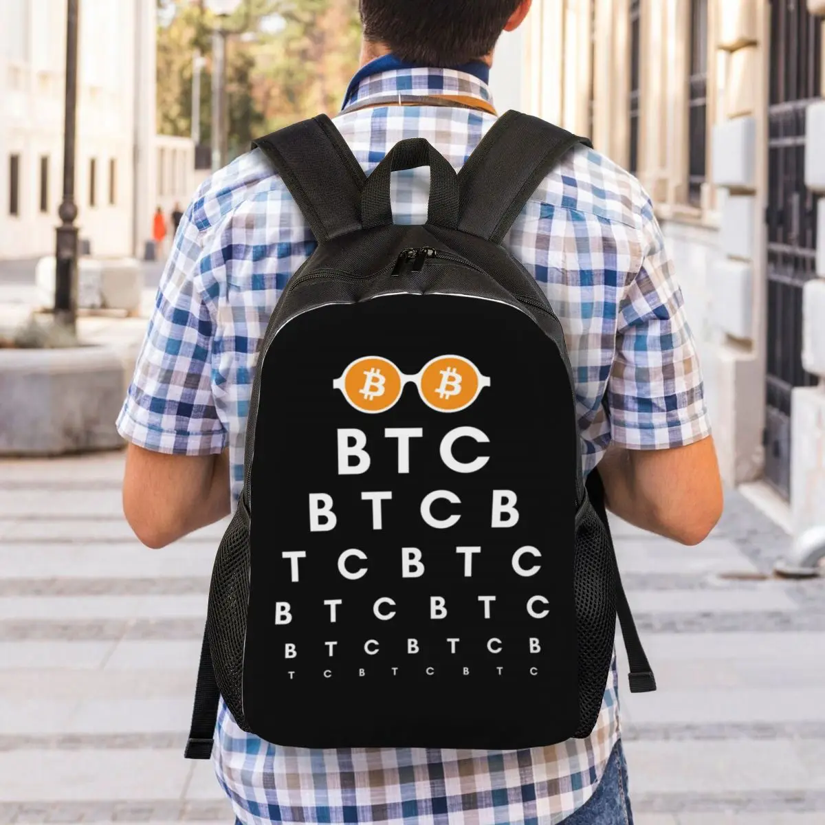 Personalized Bitcoin Vision Test Backpacks Men Women Basic Bookbag for School College Snellen Chart Eye Exam Bags