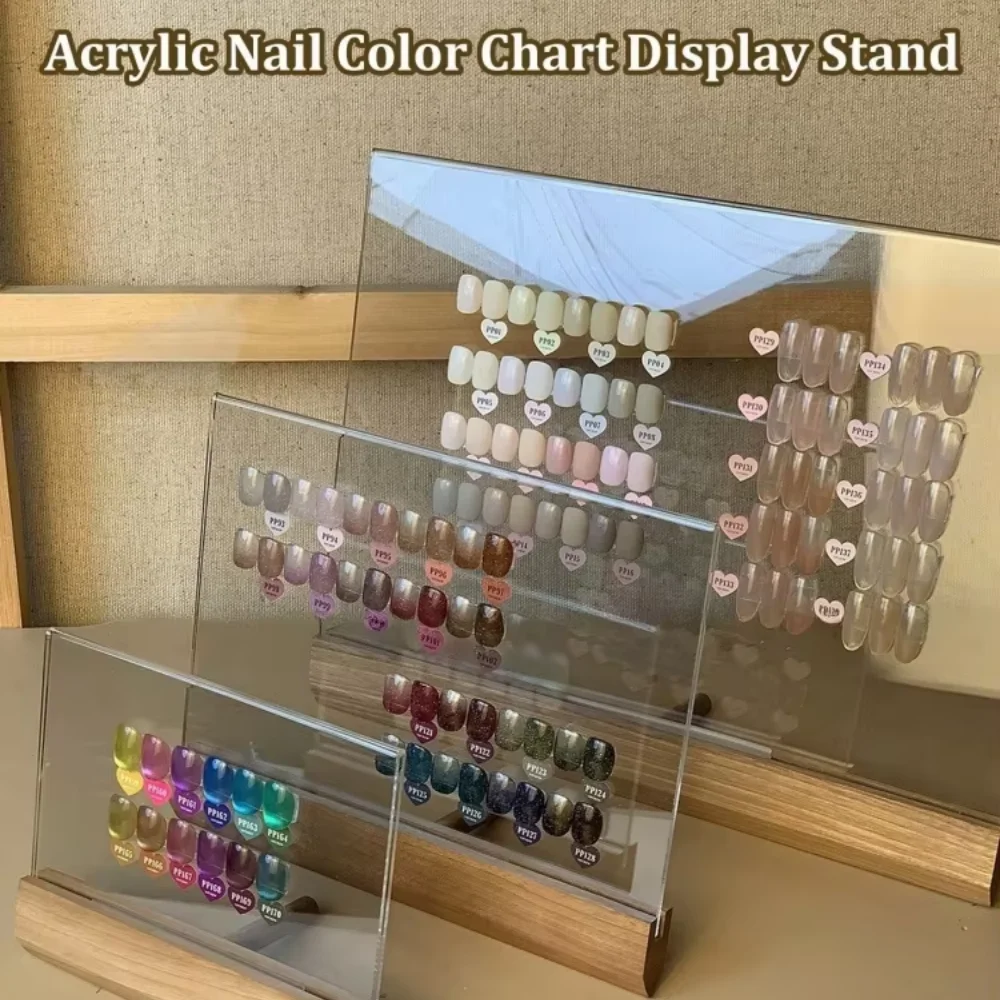 Nail Display Stand Acrylic Magnetic Fake Manicure Tips Displays Holder Professional Art Decoration Showing Shelf Board