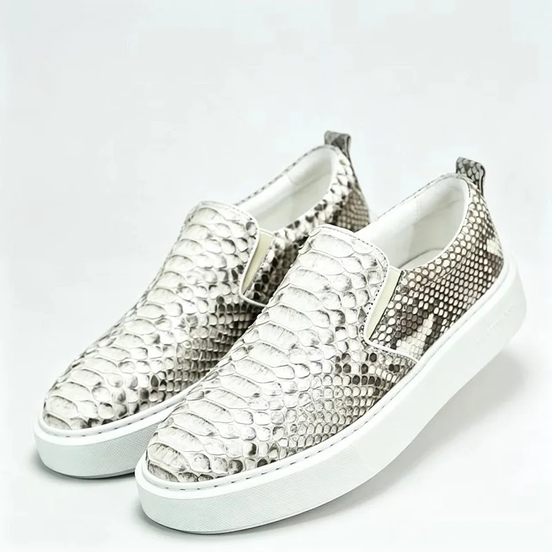 2026 new arrival Fashion Snake Skin causal shoes men,male Genuine leather Sneaker  pdd823