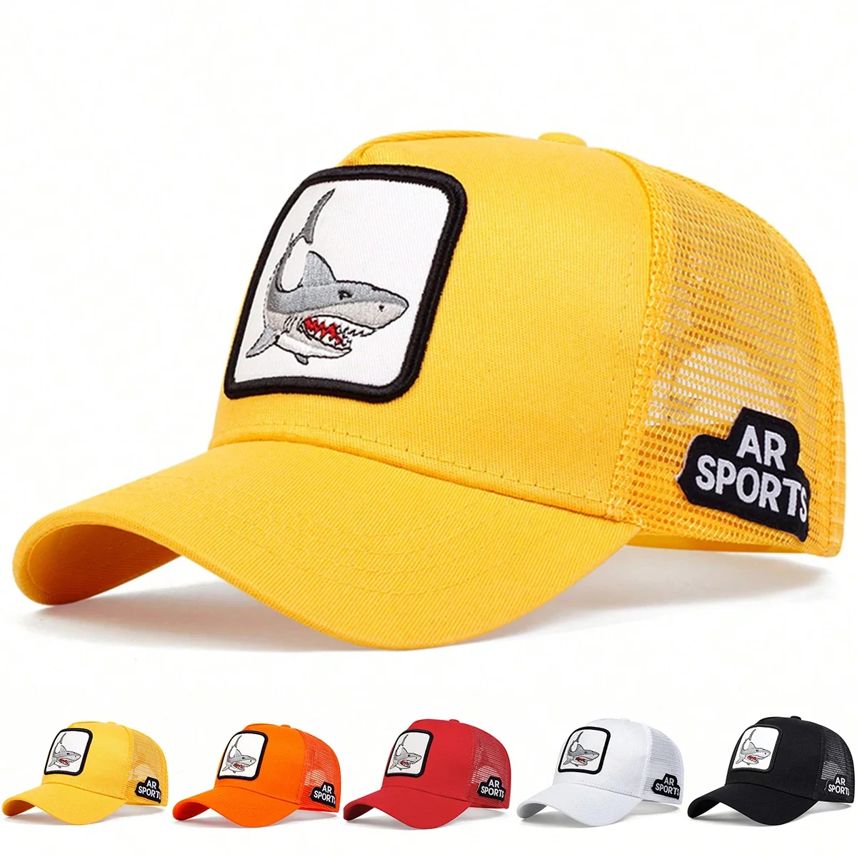 Unisex Shark Patch Embroidery Baseball Net Caps Spring Summer Outdoor Sunscreen Hat Adjustable Casual Trucker Hats