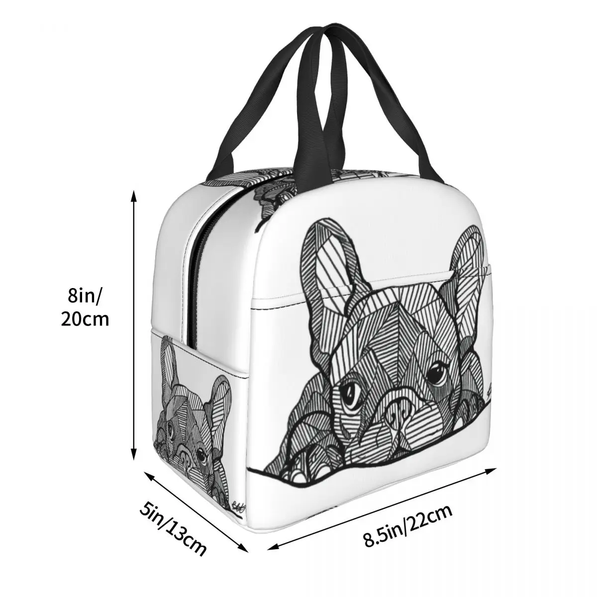 French Bulldog Lunch Bag Waterproof Insulated Thermal Warm Cooler Frenchie Dog Lunch Tote Kids School Children Food Bento Box