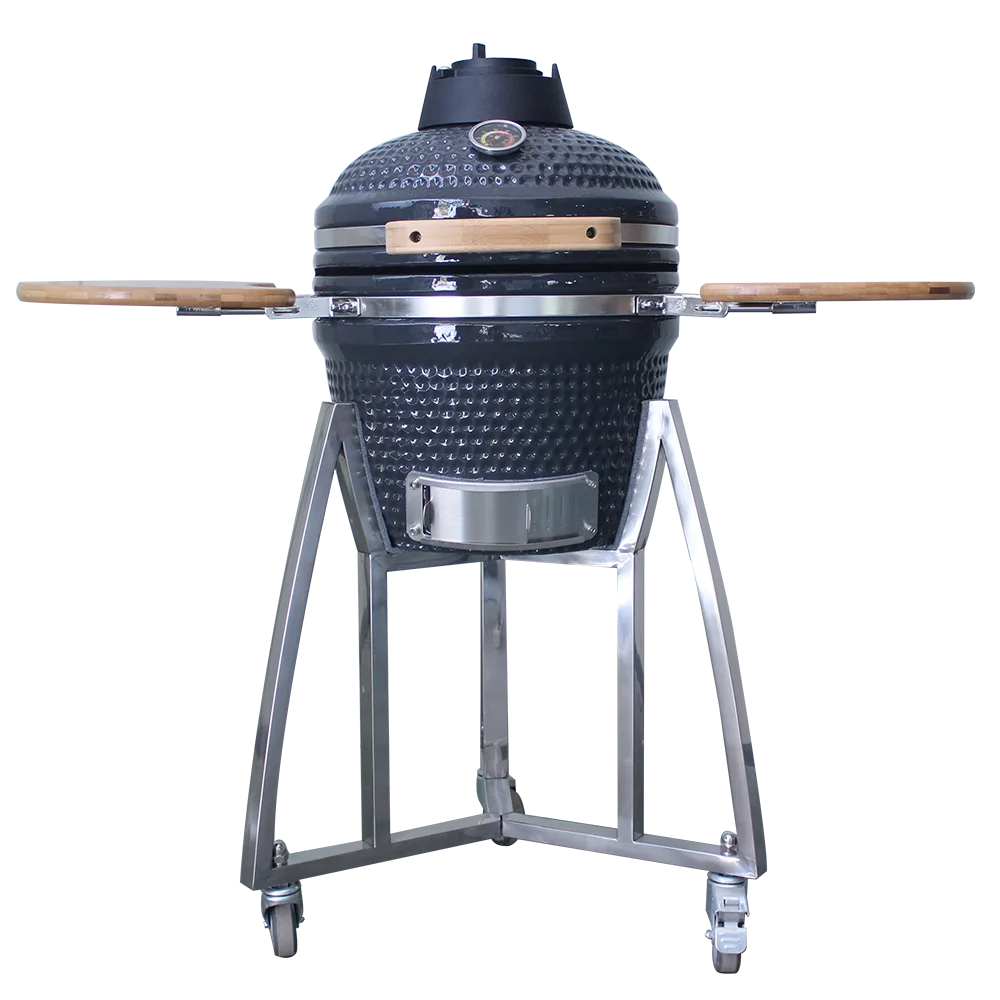 15 16 Inch Komodo Egg Ceramic Grill Freestanding Outdoor Charcoal BBQ Metal Folding Trolley For Home & Camping