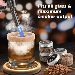 Cocktail Smoker Set Bar Wooden Smoked Wood Hood Whiskey Smoking Wood Chips Box Cocktails Infuser Kit Kitchen Accessories