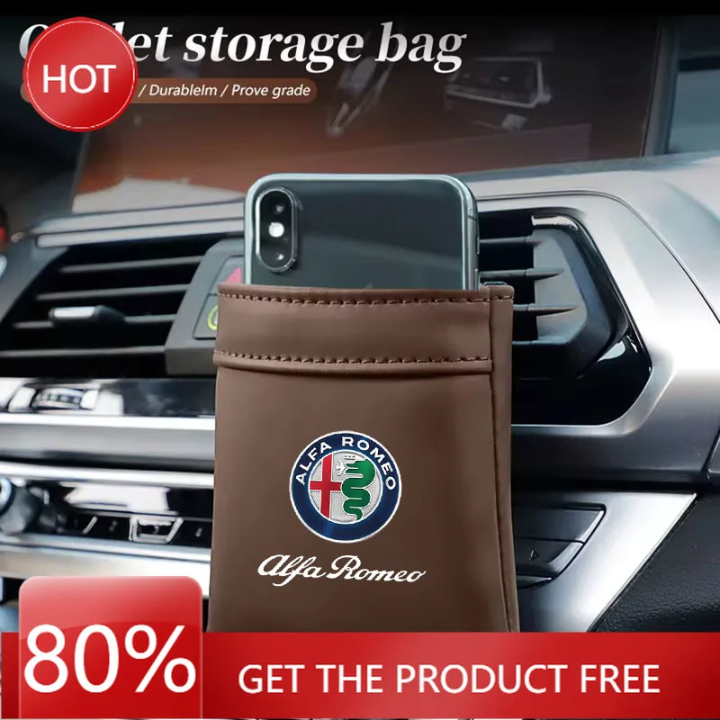 Bolsa de almacenamiento para tapacubos de coche, bolsa para residuos de salida de aire, bolsa organizadora para teléfono y llaves, para Alfa Romeo Giulietta 159 Mito Giulia Stelvio 147 Acce