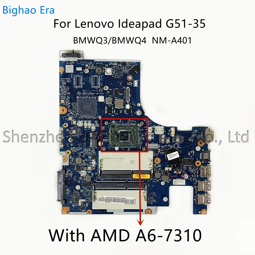 BMWQ3 BMWQ4 NM-A401 For Lenovo Ideapad G51-35 Laptop Motherboard With AMD A6 A8 CPU DDR3 Fru:5B20J22945 5B20J22841 5B20J22944