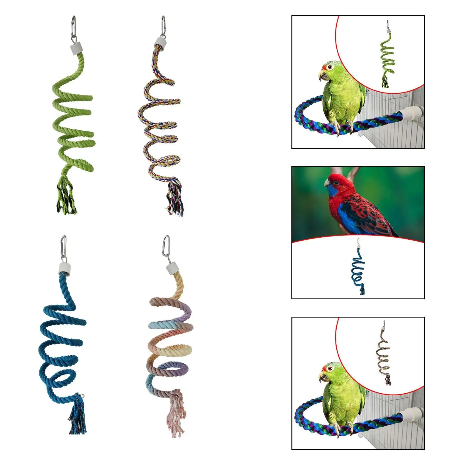 Bird Spiral Rope Perch Parrot Rope Chewing Toy Standing Climbing Toy for Lovebirds Pet Bird Supplies Cockatiels Parrot Parakeet