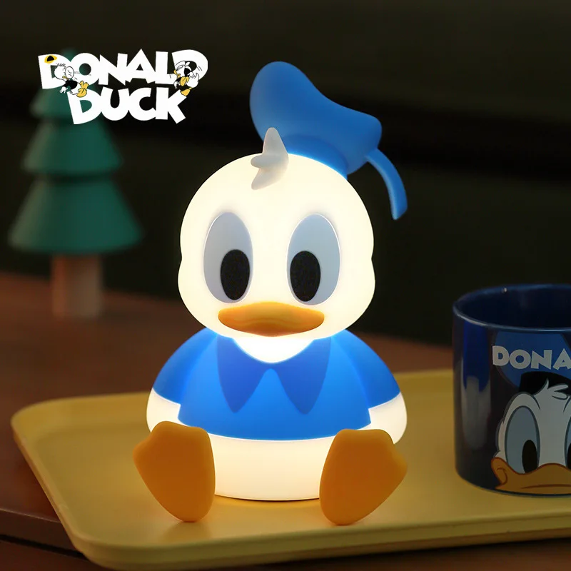 Lámpara de noche de Mickey Pato Donald de Disney, adorable protección de ojos, lámpara cálida, animación, versión Q creativa, regalo de compañero para dormir