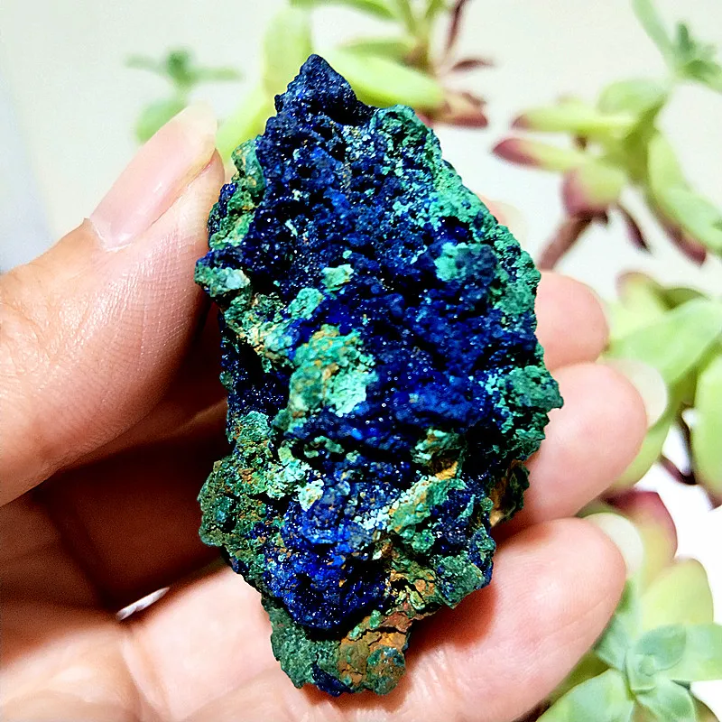 الحجر الطبيعي الأزوريت والملكيت كريستال التكافلي التأمل الطاقة قوية الريكي شفاء فنغ شوي كريستال غرفة الزينة