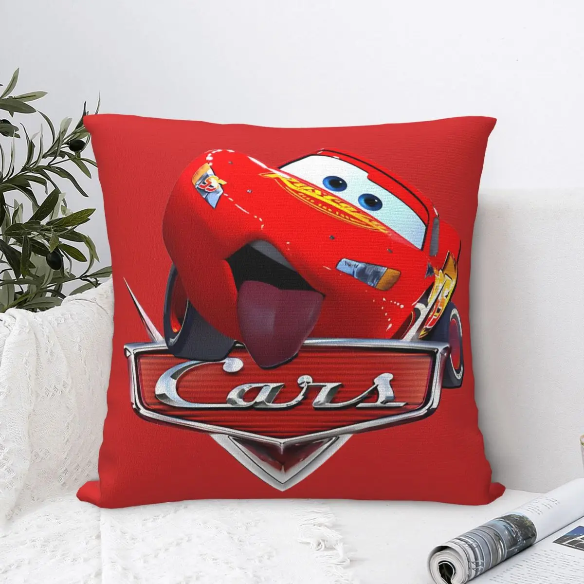 Cars Lightning Mcqueen Square Pillow Case Cushion Covers Awesome Zippered Decorative Pillowcover for Bed 40*40cm