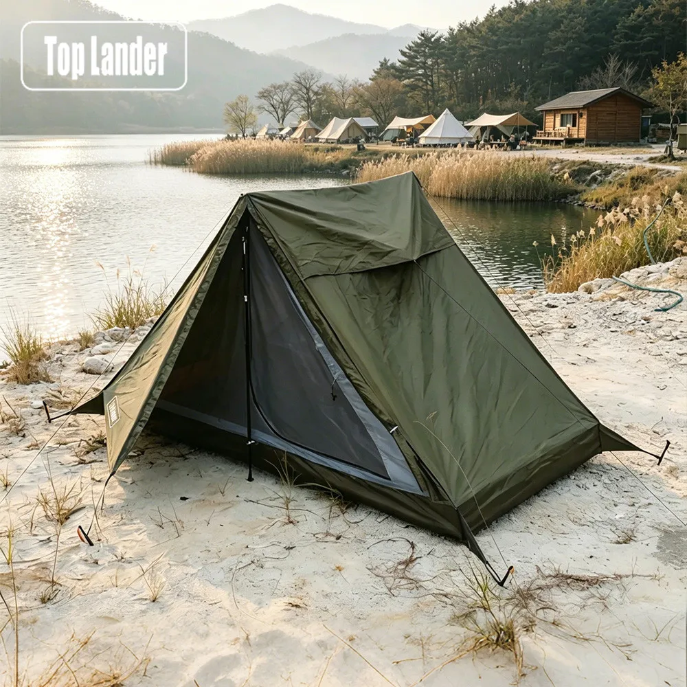 Ultralight 1-2 Person Backpacking Tent Trekking Pole A-Frame Tent Waterproof Hiking Solcam Solo Camping Fishing Overnight Gear