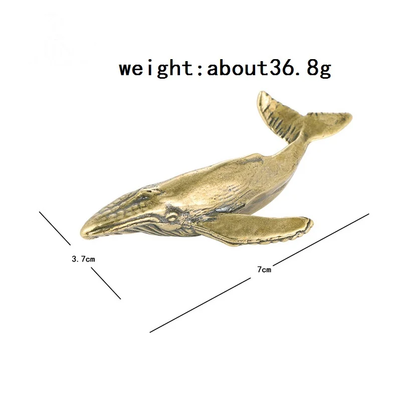Solid Brass Whale Figurines Vintage Sea Animal Small Statue Desktop Ornaments Office Decorations Crafts Accessories Child Gifts