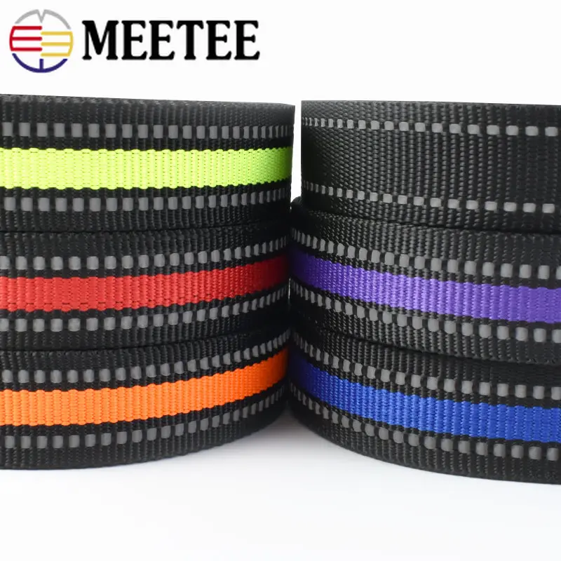 

5Meters 15/20/25mm Nylon Webbing Tape Reflective Ribbon Bag Strap Seat Belt Dog Leash DIY Textile Clothes Sewing Accessories