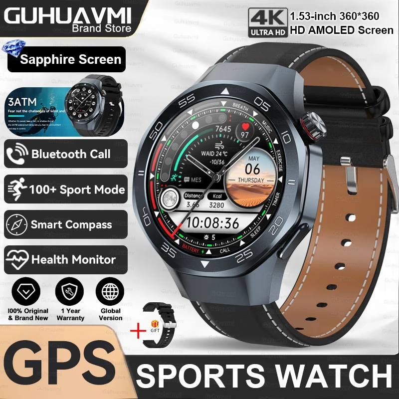 2025 New Watch 5 Pro High-end GPS Smartwatches Sapphire Glass Screen Build-in GPS Compass Men 3ATM Waterproof Sports Smart Watch