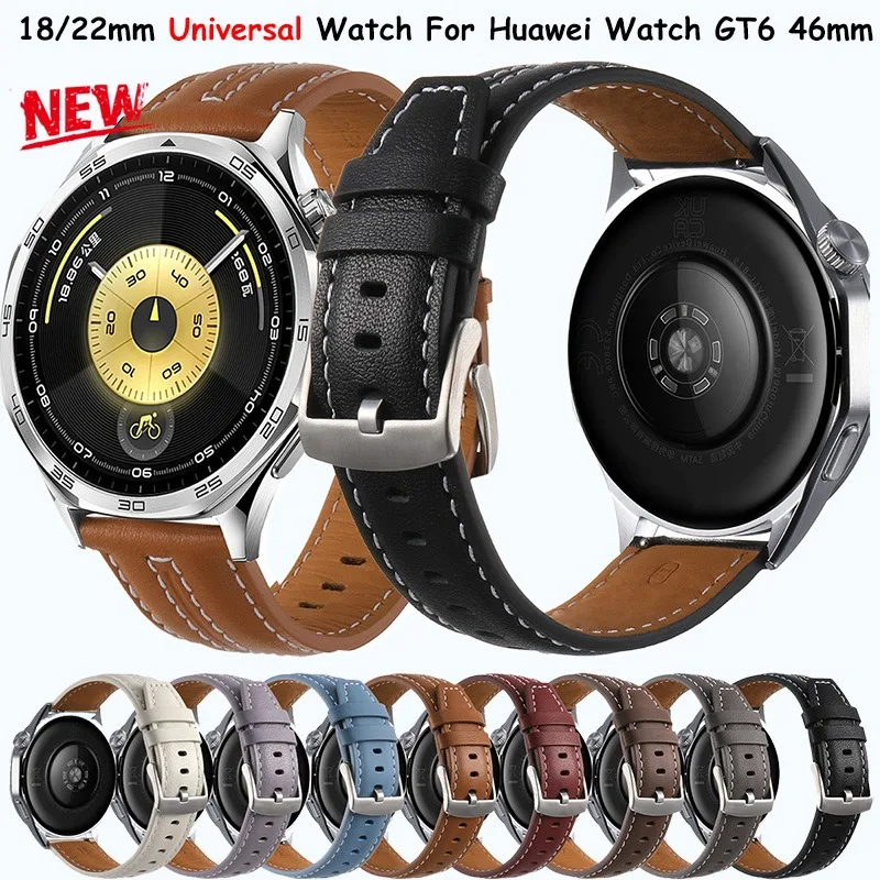 18/22mm Leder Armband Für Huawei uhr GT6 46mm Bands Weiche Leder Armband Armband Für Huawei uhr GT5 4 3 GT5 GT6 Pro