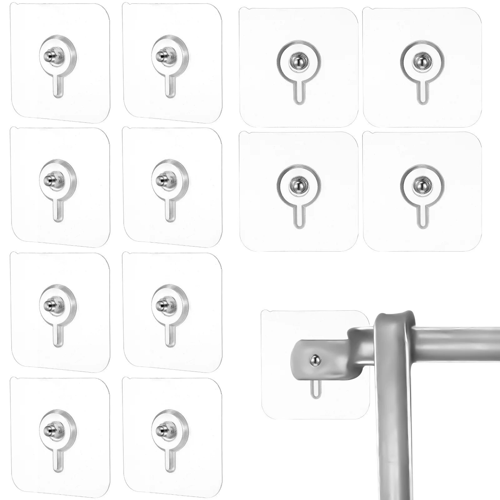 12 Pcs Screw Hook Holder Reusable Heavy Duty Hooks Seamless for Hanging Self Adhesive Wall Sticky Clear Sticker