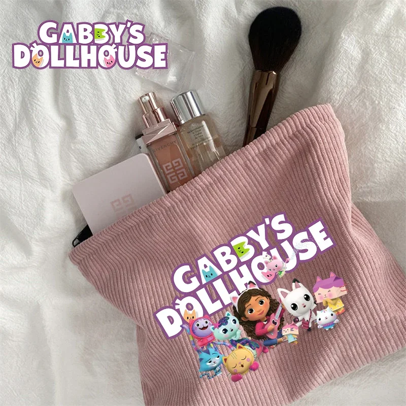 

Gabby Dollhouse Cute Corduroy Cosmetic Bag Women Clutch Cartoon Anime Printed Character Girl Organizer Bags Child Birthday Gift