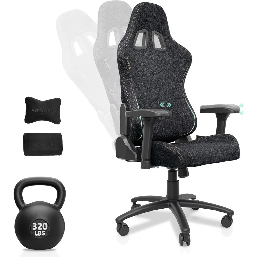 

Gaming Chair, Black Ergonomic Computer Chair for Adults, Big and Tall Gamer Chair with Memory Foam Headrest, 4D Adjustable Armre