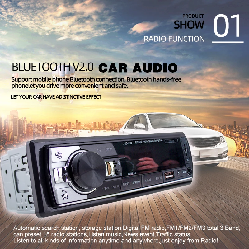 1 Din autoradio lettore MP3 chiamate funzione Radio FM interfaccia ISO Bluetooth AUX scheda SD USB funzione di controllo elettronico Stereo