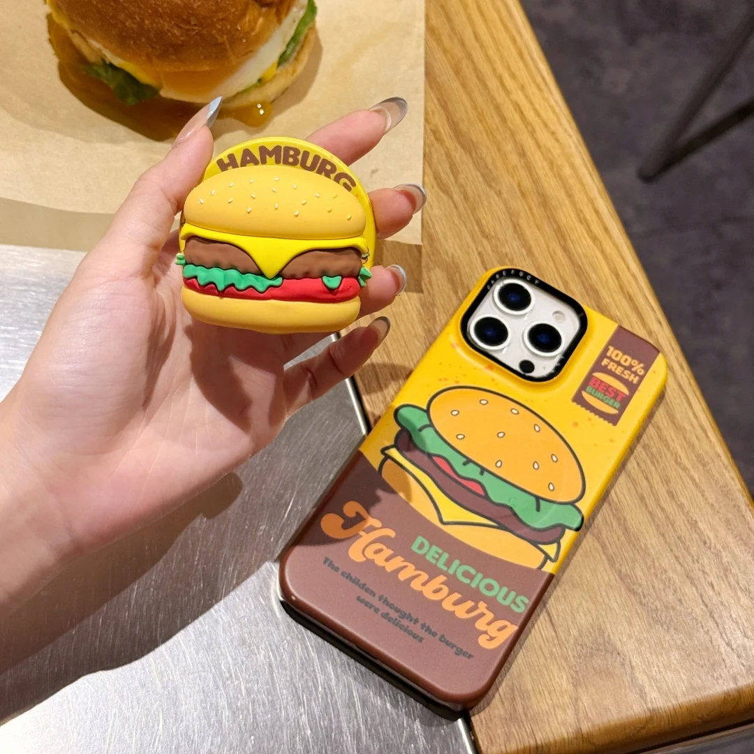 الإبداعية لذيذ برغر Magsafe حافظة شحن لاسلكية آيفون 13 14 15 16 برو ماكس 14 15 16 برو همبرغر حامل مغناطيسي ﻿