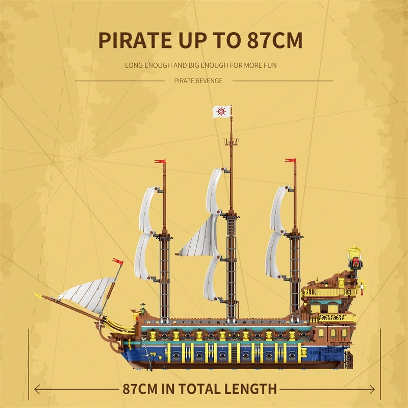 2830PCS Royal Sunshine Sailing Ship Building Blocks Sun Pirate Boat Assembly Model Bricks Education Toys For Kids Holiday Gifts