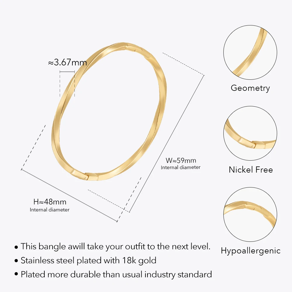 ENFASHION Pulseras Geometry Lines Press Bracelet For Women Plated Gold Bangle Fashion Cute Elegant Jewelry Graduation Gift232362