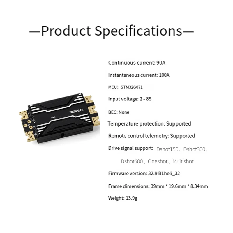 

FFYY-SPECTER 90A ESC Dual MOS BL32 Support BL32 ESC Telemetry 2-8S For Movie-Level X8, X4, And XCLASS RC FPV Drone