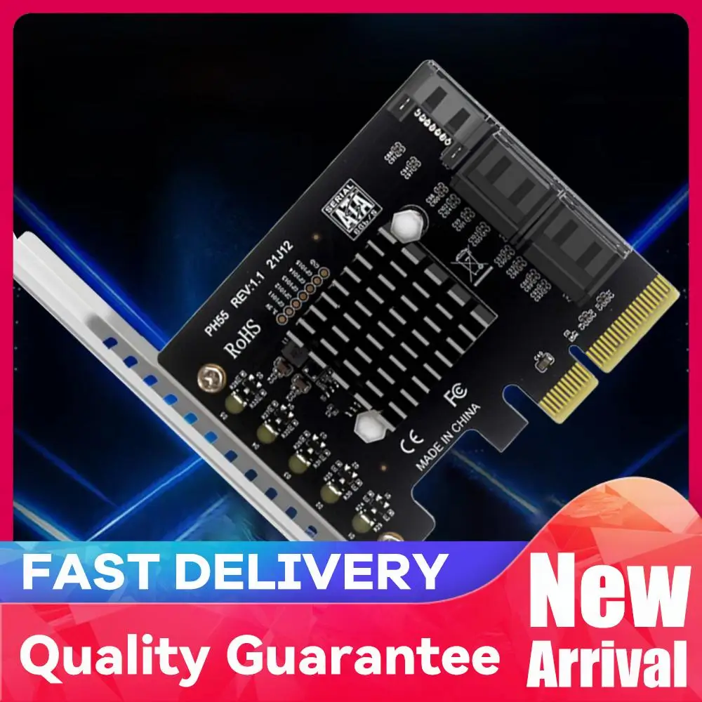 

PCI-E To SATA Expansion Card Supports Cascaded Trim PCIe X4 To SATA3.0 Expansion Adapter Card for Desktop PC