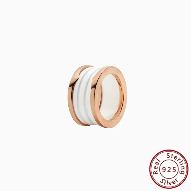 Anillo En Espiral Con Logotipo Original Clásico De Plata S925 De Alta Calidad, Disponible En Tres Colores, Es Una Opción