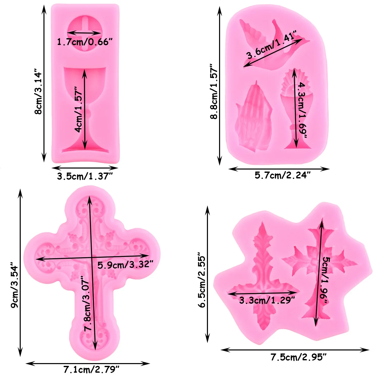 Charlice Cup Baptism Trophy Silicone Mold Cross Fondant Molds Communition Cup Cake Baking Icing Mould Candy Chocolate Moulds