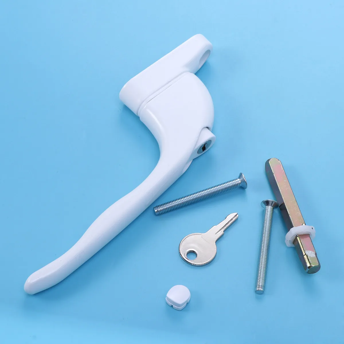 White Finish Window Handle Aluminum Alloy Key Locking Lever Pull Secure Home Fit Modern Design Replacement Upgrade