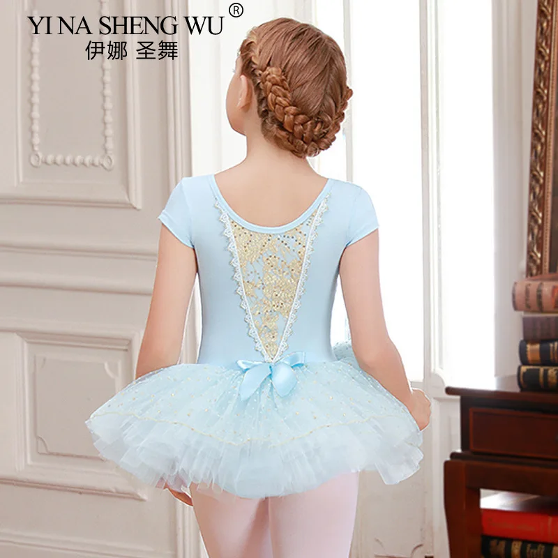 Robe Tutu de danse de Ballet pour filles, manches courtes/longues, en Tulle, avec nœud papillon, pour patins, gymnastique, noël, fête d'anniversaire, justaucorps rose