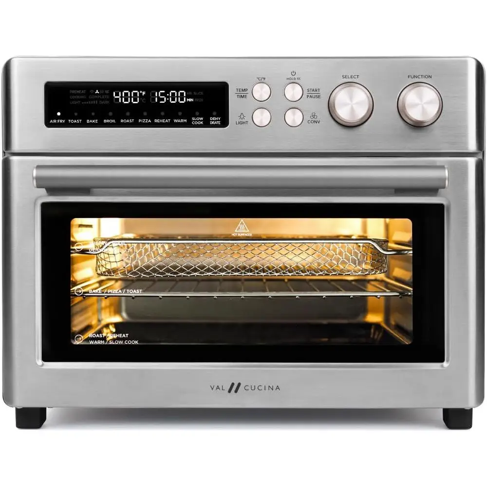 Large 10-in-1 Convection Oven, 6-Slice Toaster, Enamel Pan, Easy Clean, Stainless Steel Finish