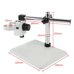 Big Adjustable Boom Table Working Stand Holder + 76mm Ring Holder + 32mm Multi-axis Metal Arm For Trinocular Stereo Microscope