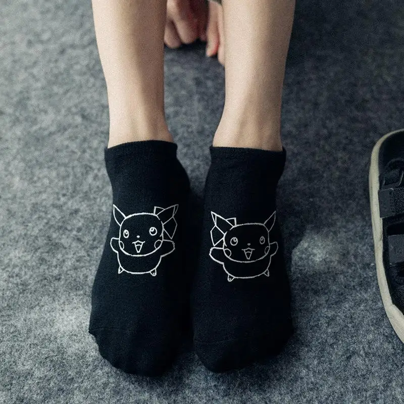 Anime Pokemon Pikachu Figure Cotton Socks Pokemon Squirtle Charmander Bulbasaur Anime Cosplay Men Women Socks Summer Short Socks