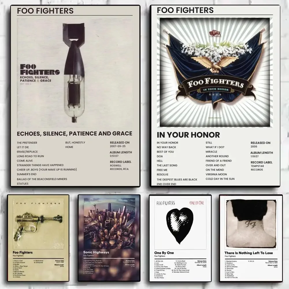 Classic Band Album Foo F-Fighters Poster Decorative Wall Art Sticker Mural Print for Bedroom Living Room Hallway Home Decor Gift