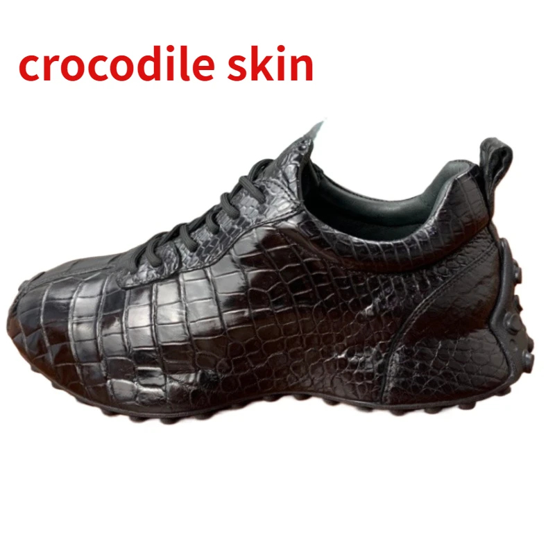 

Crocodile Skin Dad Shoes for Men's Genuine Leather Comfortable Breathable Inner Height Increasing Thick Sole Casual Sports Shoes