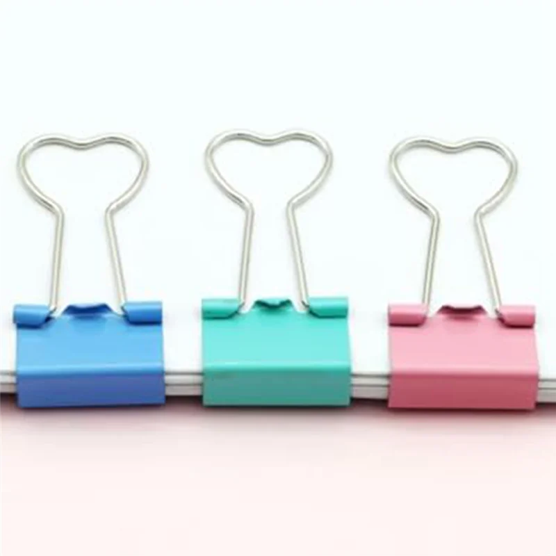 

AT82-60 Pcs Metal Binder Clips With Heart Shaped Handle Heart Shape Binder Clips Heart Hollow Out Metal Binder Clips